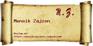 Mensik Zajzon névjegykártya